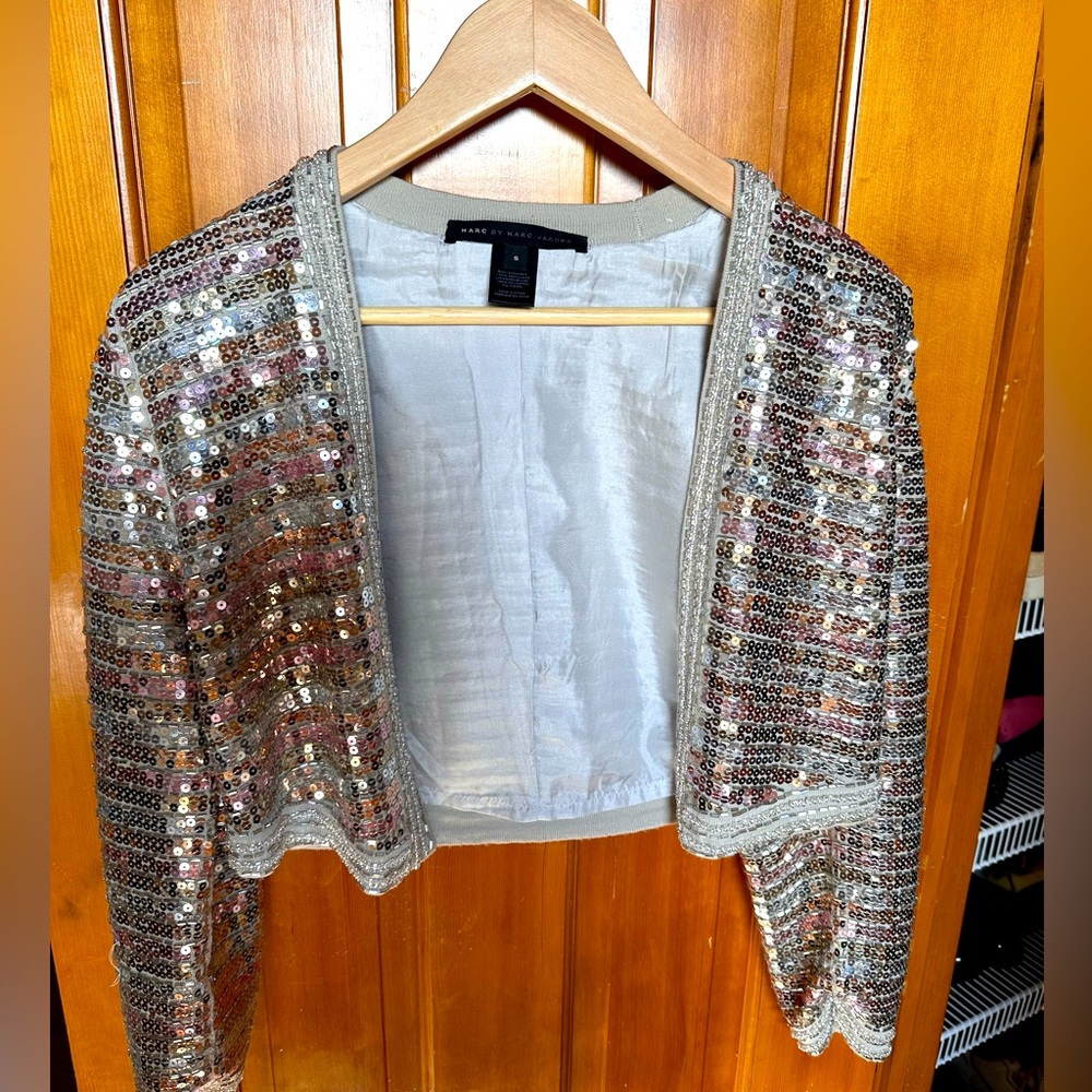 Marc Jacobs Crop Sequin & Beaded Sweater SZ Small